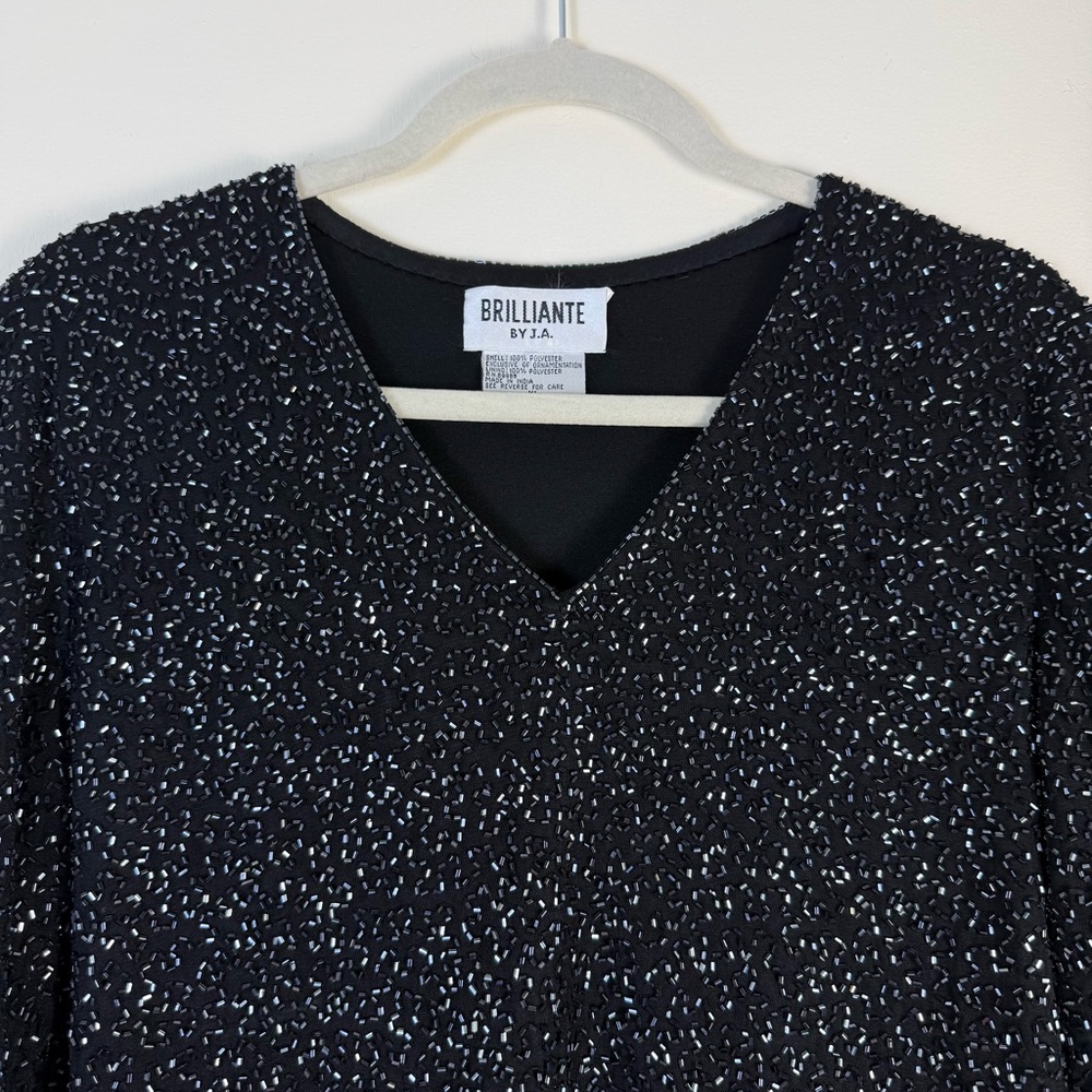 BRILLIANTE by J.A. Black Women's Embellishment Blouse Beads Lined sz XL Occasion - Picture 2 of 11